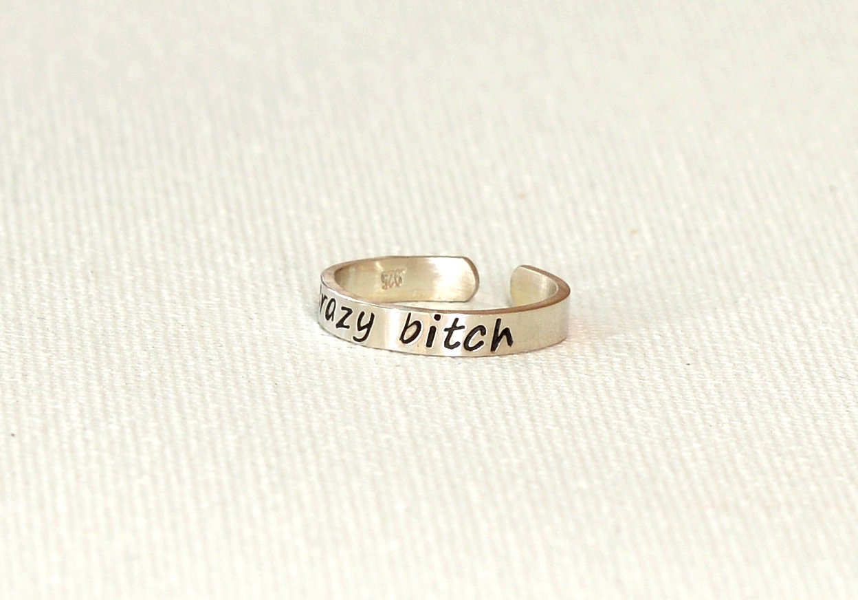 Crazy Bit@h Sterling Silver Toe Ring