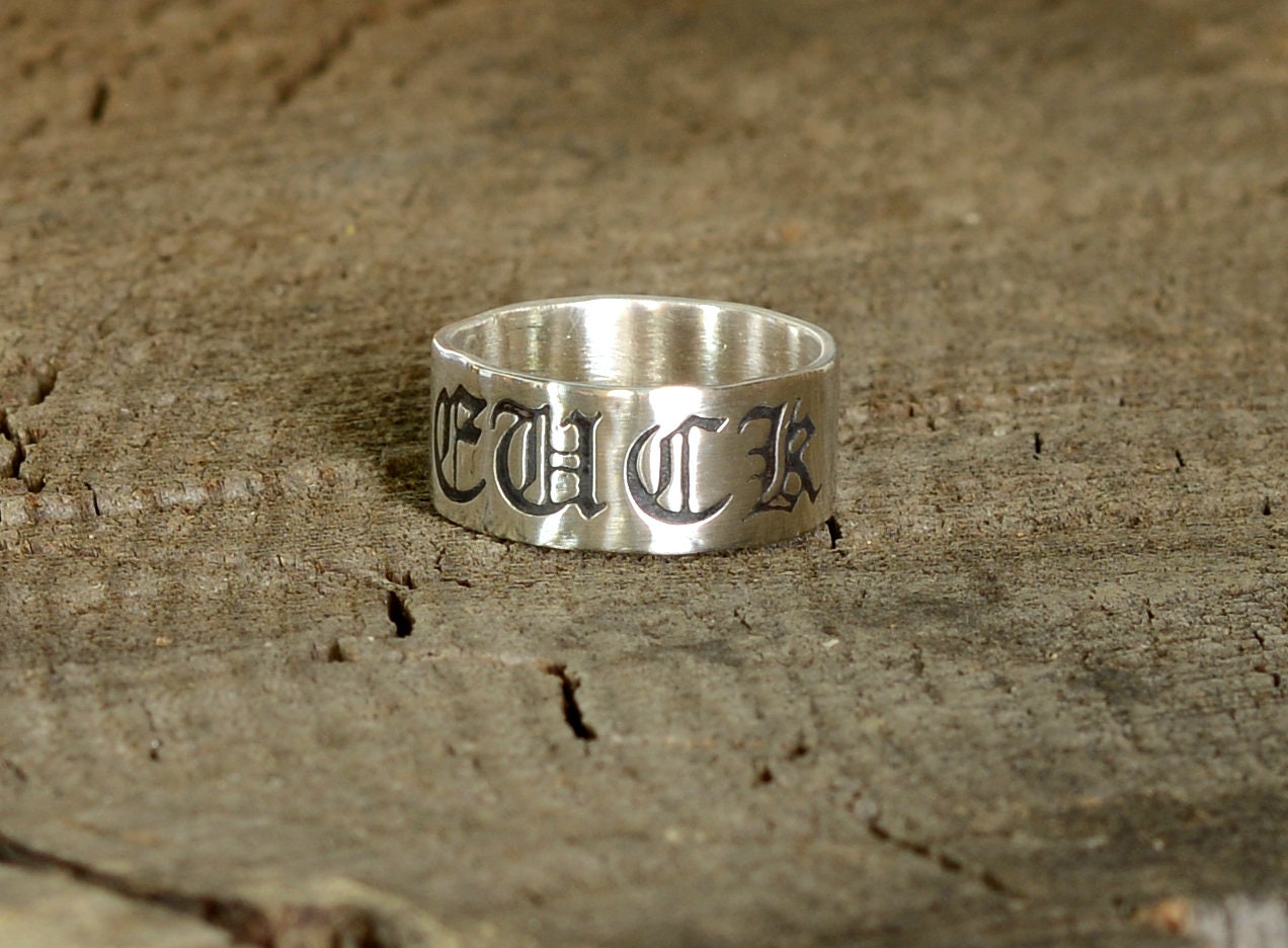 Sterling Silver Old English Fu@k Off Ring