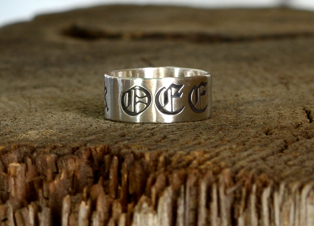 Sterling Silver Old English Fu@k Off Ring