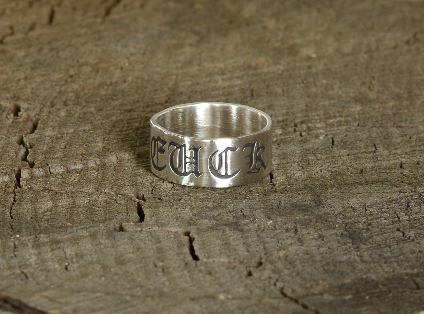 Sterling Silver Old English Fu@k Off Ring