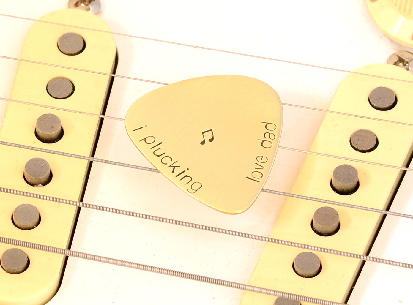 I Plucking Love Dad Guitar Pick in Bronze