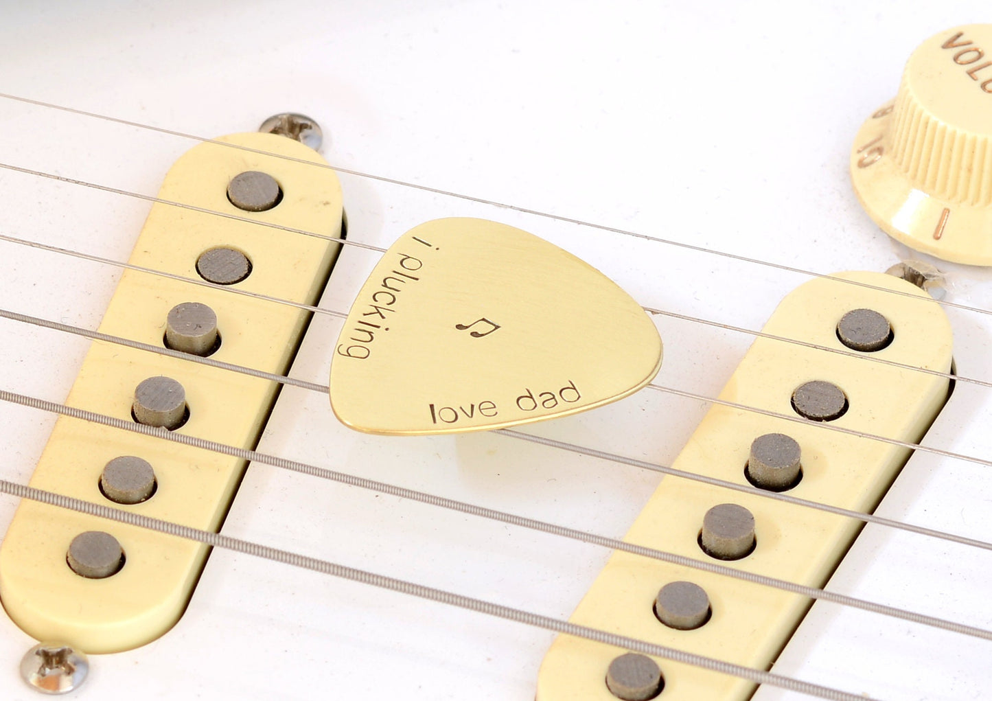 I Plucking Love Dad Guitar Pick in Bronze