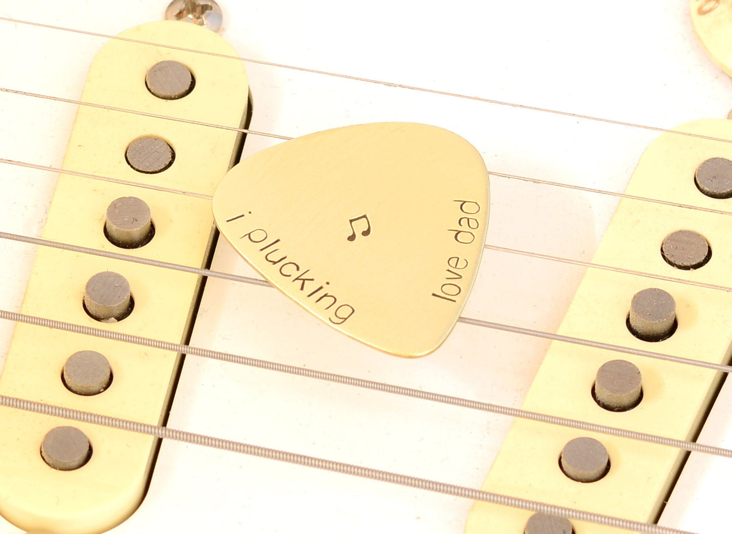 I Plucking Love Dad Guitar Pick in Bronze