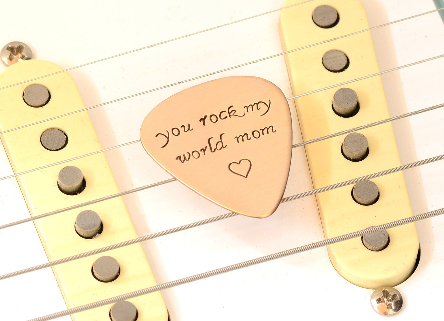 You Rock my World Guitar Pick in Copper