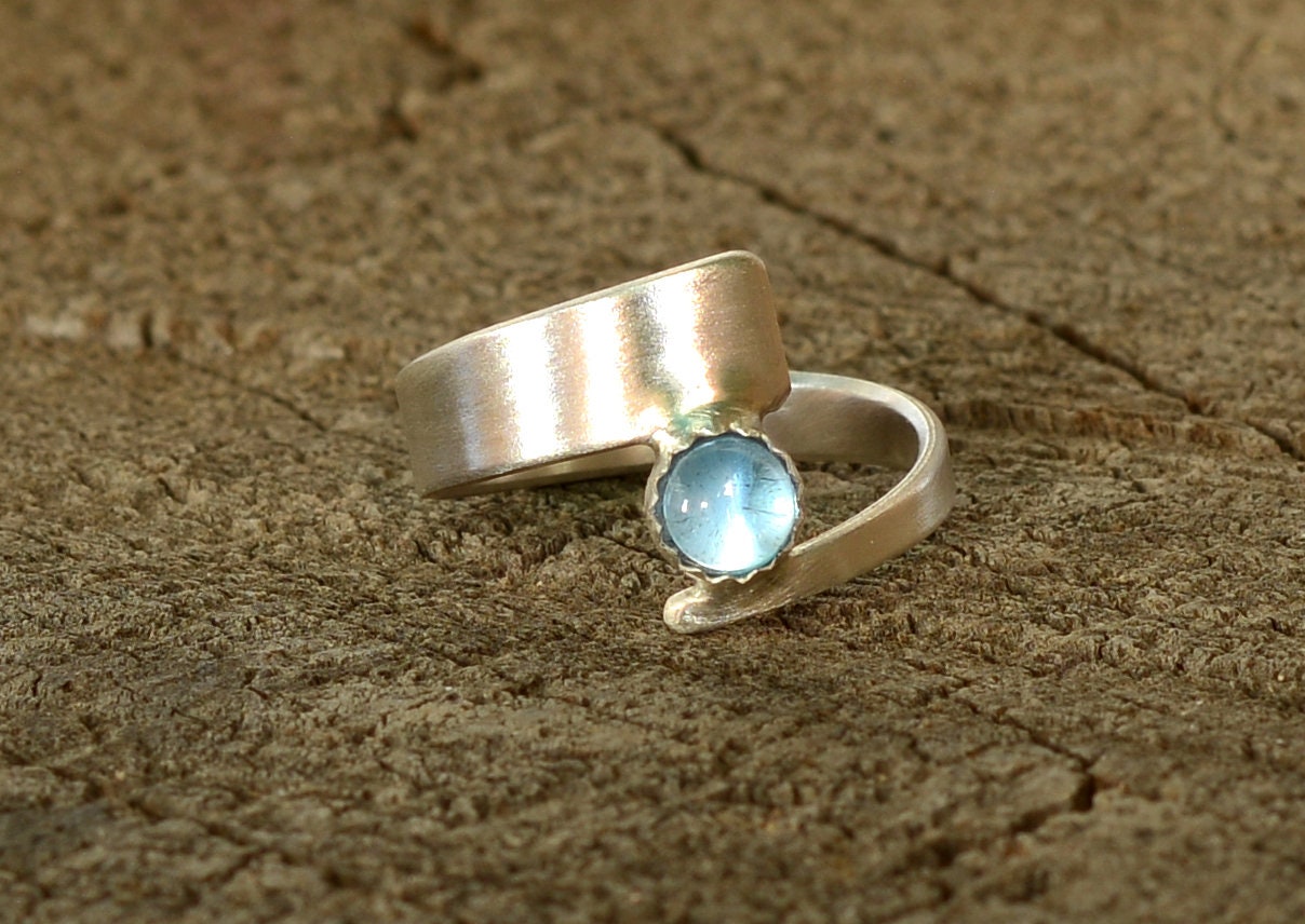 Blue Topaz on Sterling Silver Wrap Ring