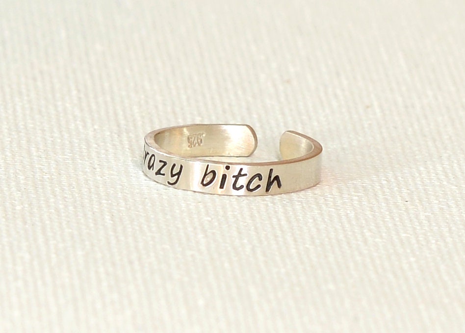 Crazy Bit@h Sterling Silver Toe Ring