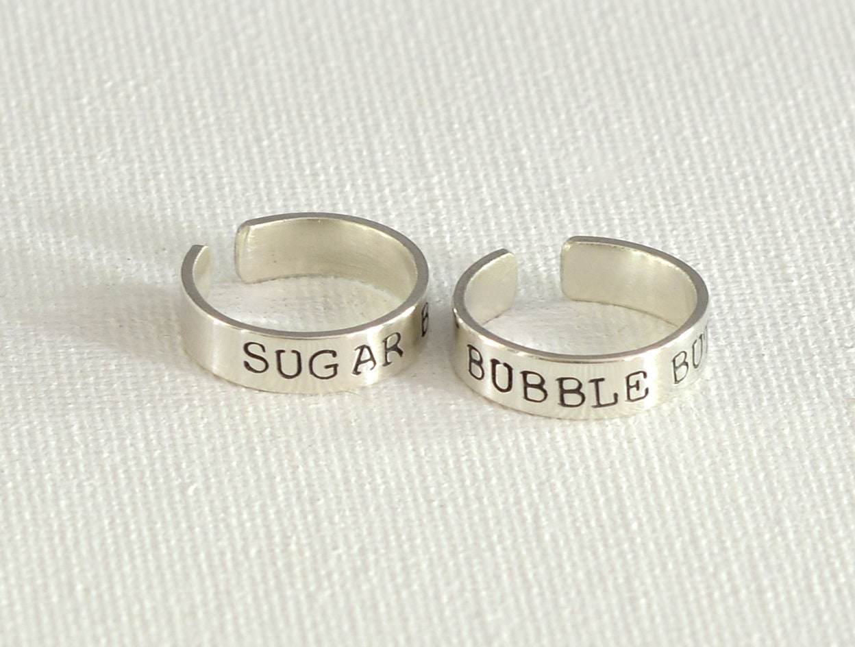Bubble Butt and Sugar Bum Sterling Silver Toe Ring Set