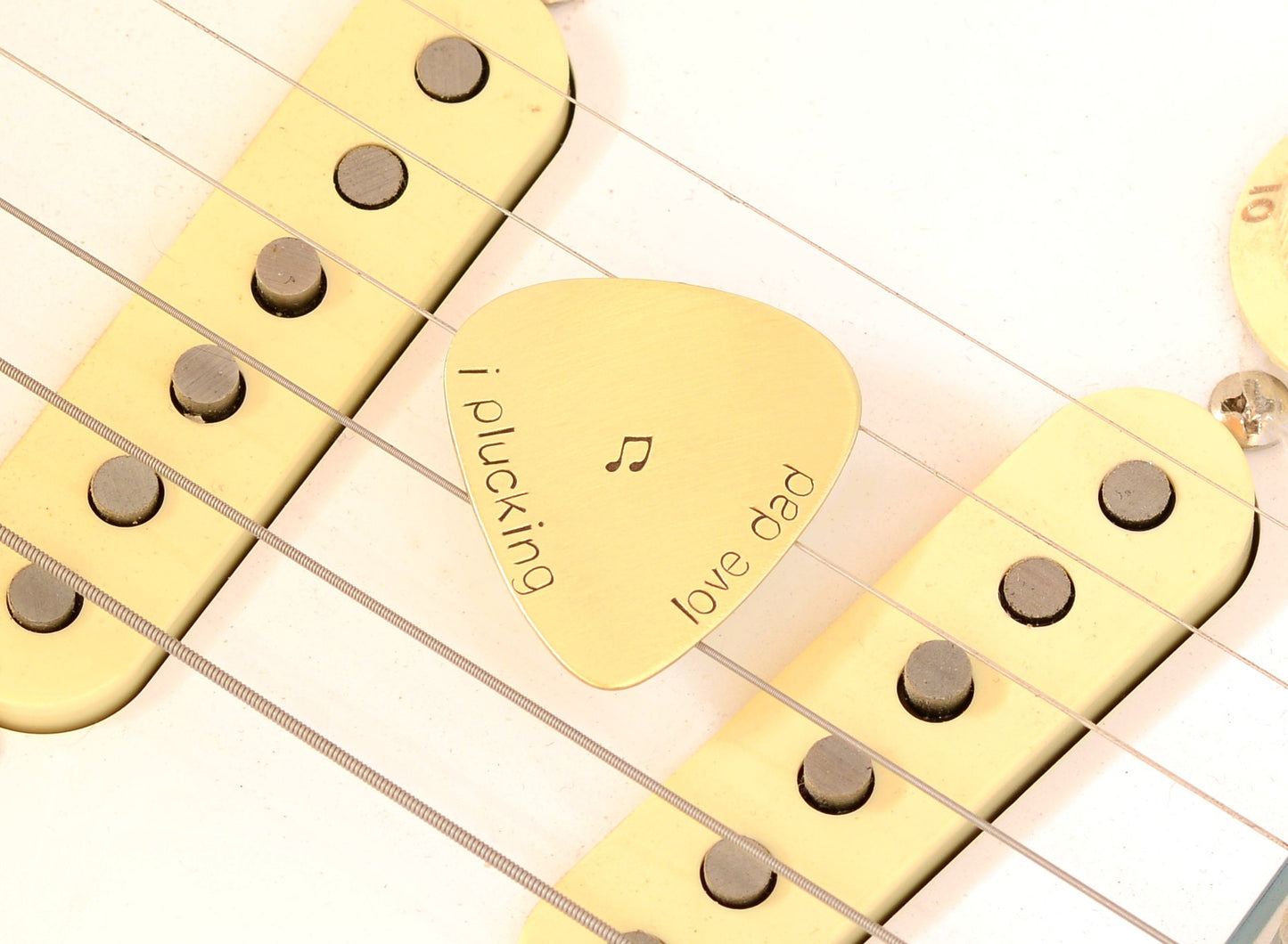 I Plucking Love Dad Guitar Pick in Bronze