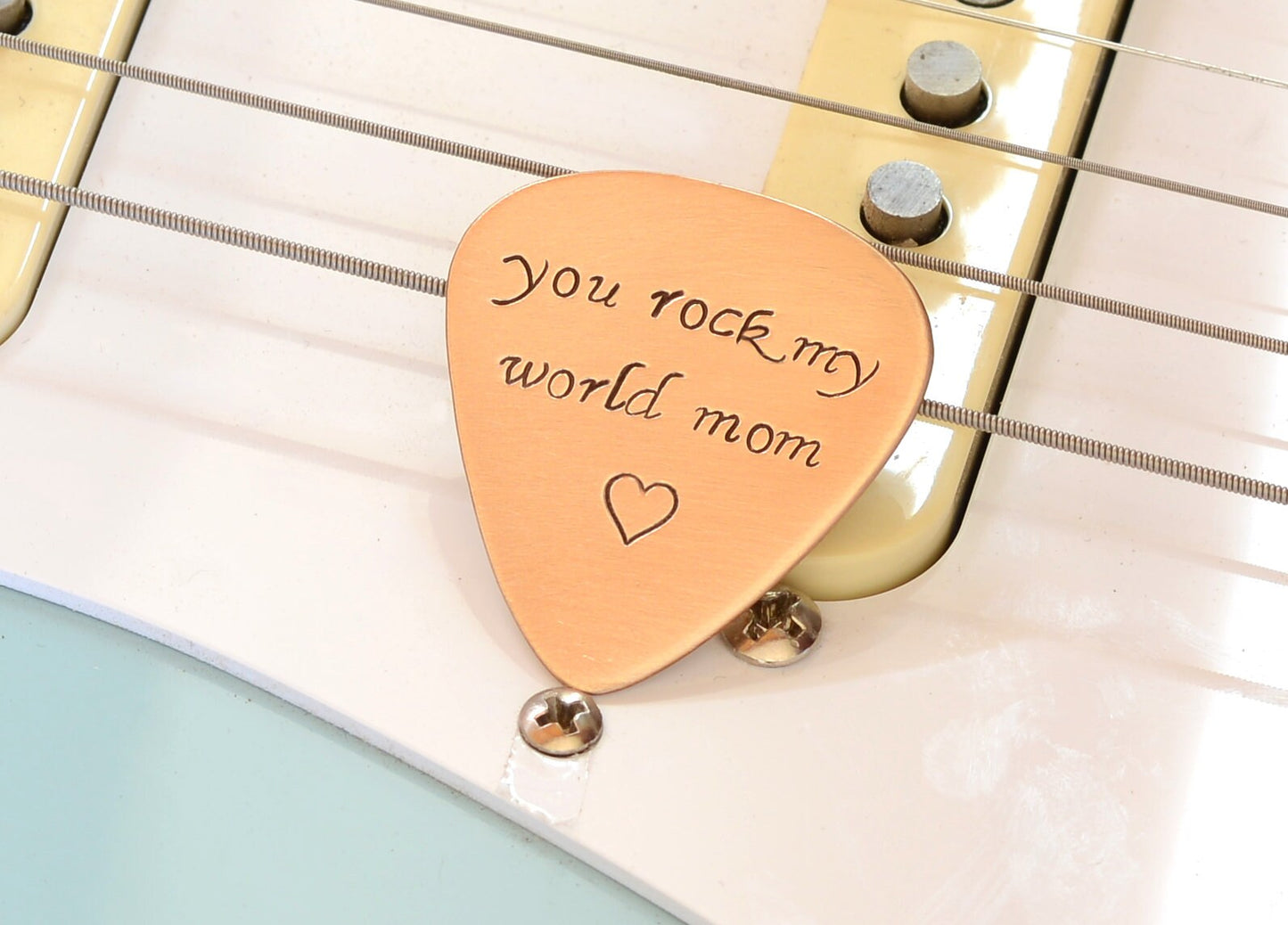 You Rock my World Guitar Pick in Copper