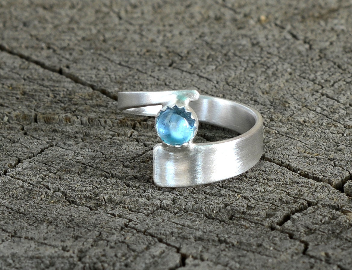 Blue Topaz on Sterling Silver Wrap Ring
