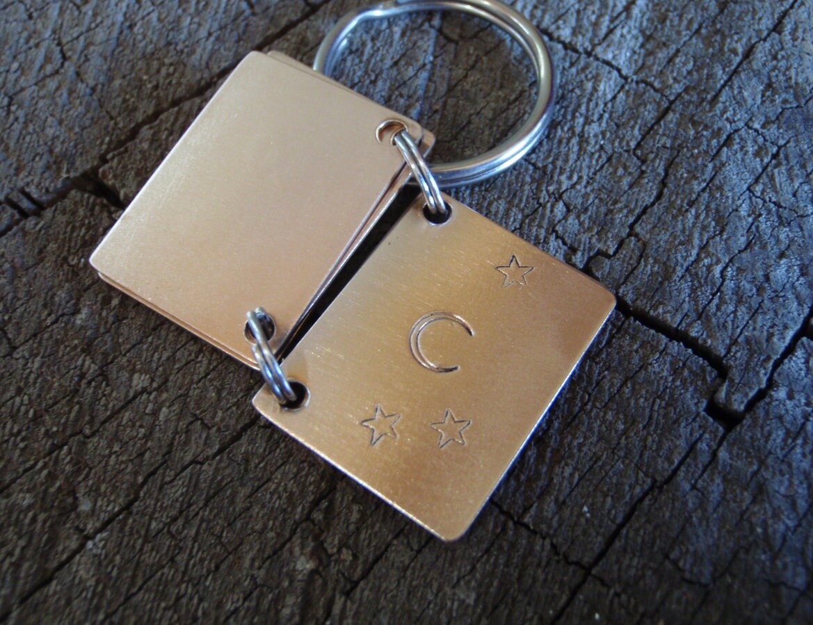 Small bronze book key chain