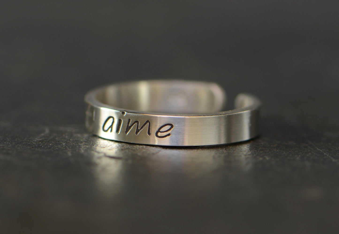 Je t’amine Sterling Silver Toe Ring handcrafted in French for Love