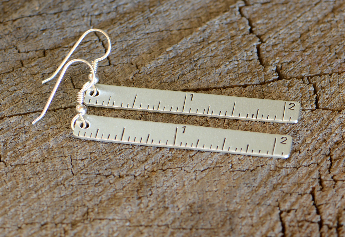 Ruler Sterling Silver Dangle Earrings