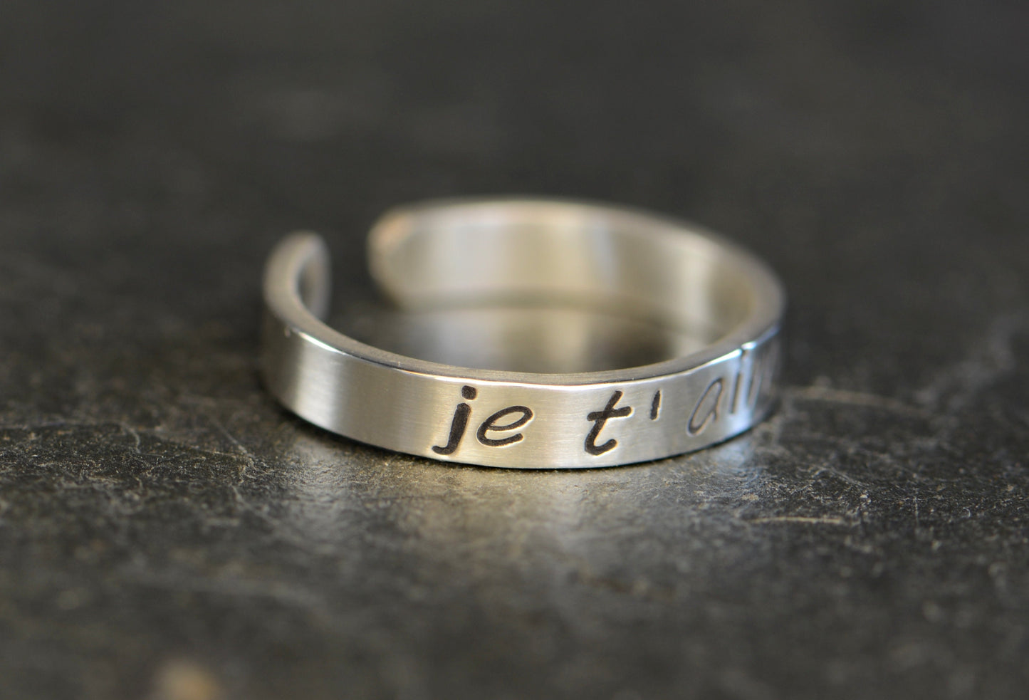 Je t’amine Sterling Silver Toe Ring handcrafted in French for Love