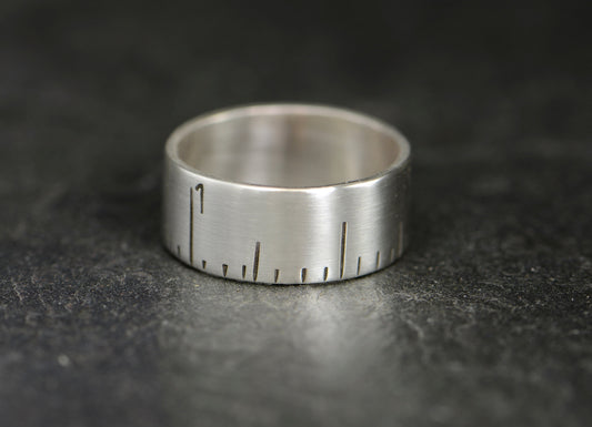 Ruler Design Sterling Silver Ring