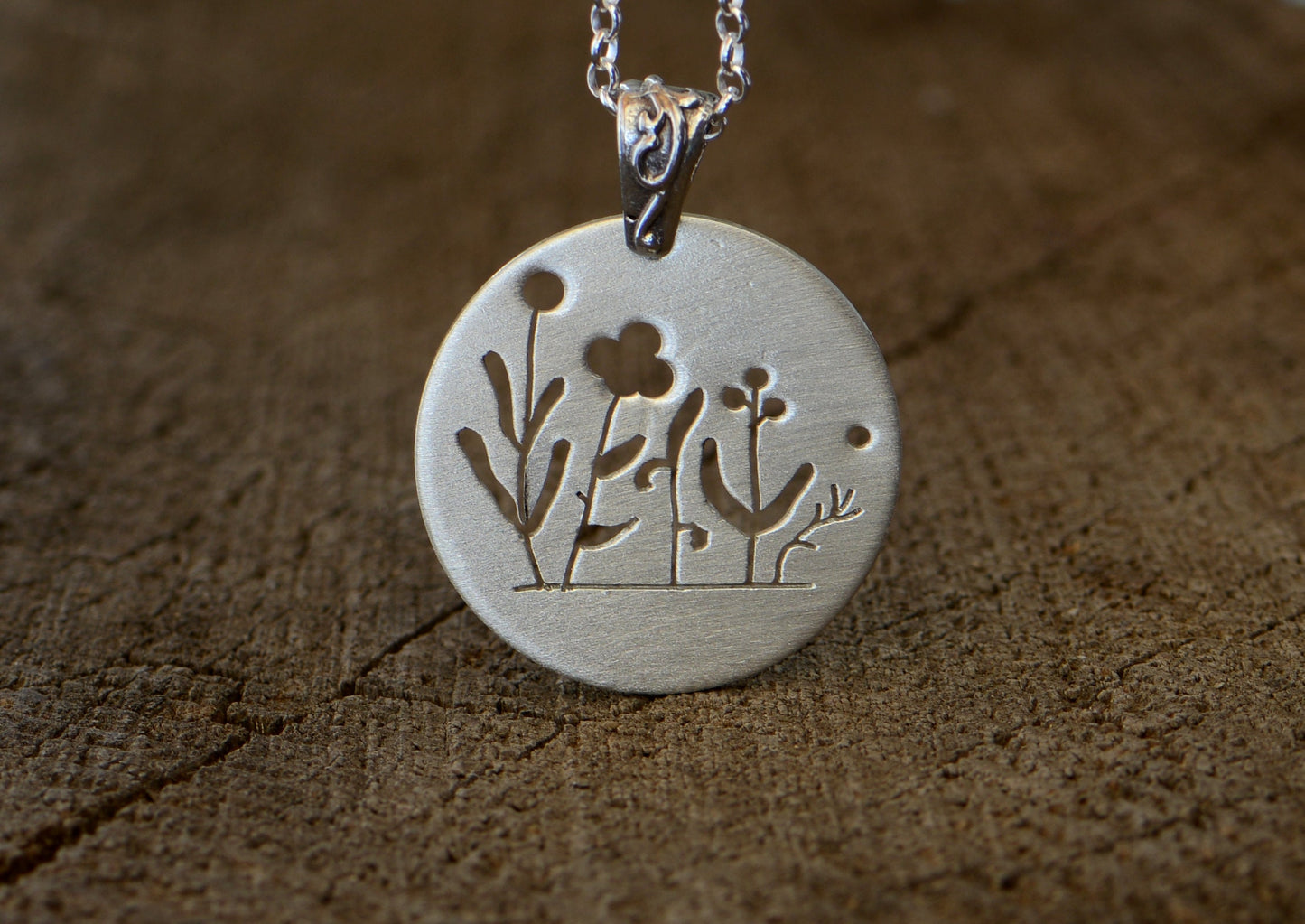 Botanical Sterling Silver Themed Necklace