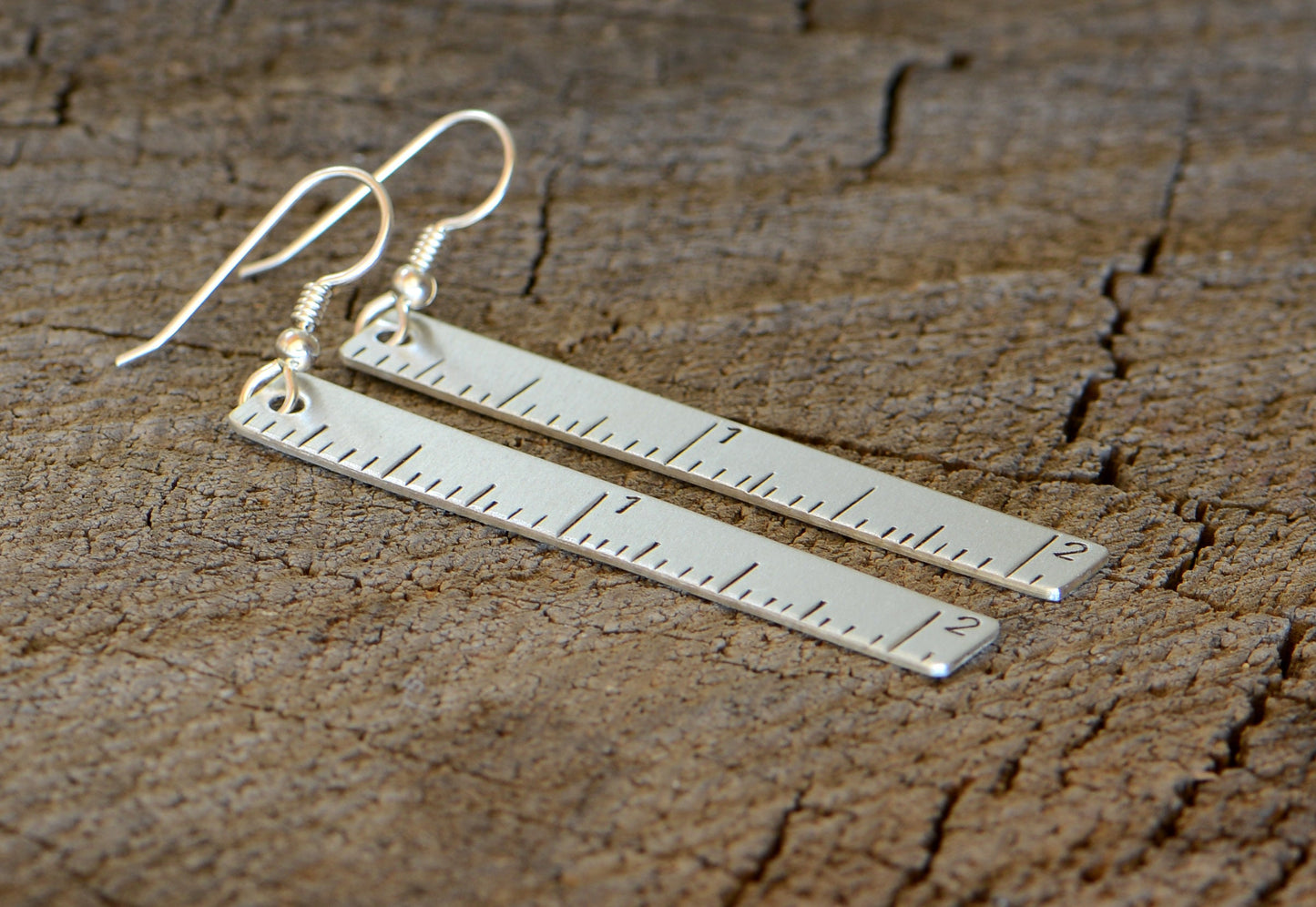 Ruler Sterling Silver Dangle Earrings