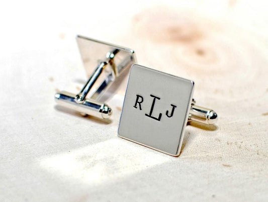 Monogrammed cuff links in sterling silver