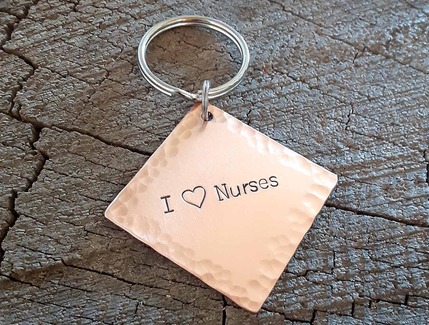 I love Nurses Personalized Copper Keychain