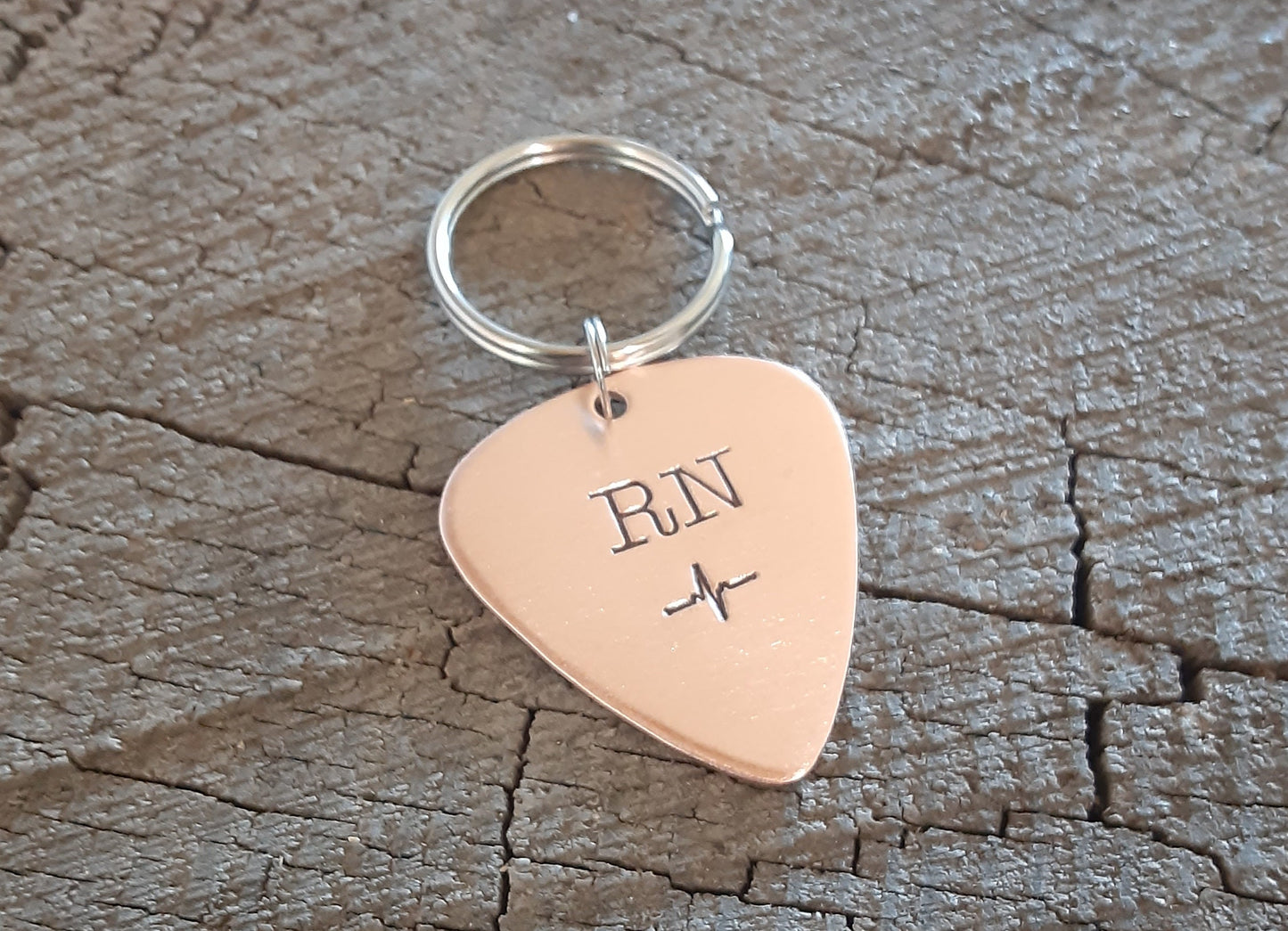 Copper Guitar Pick Keychain for Nurses and Healthcare Workers