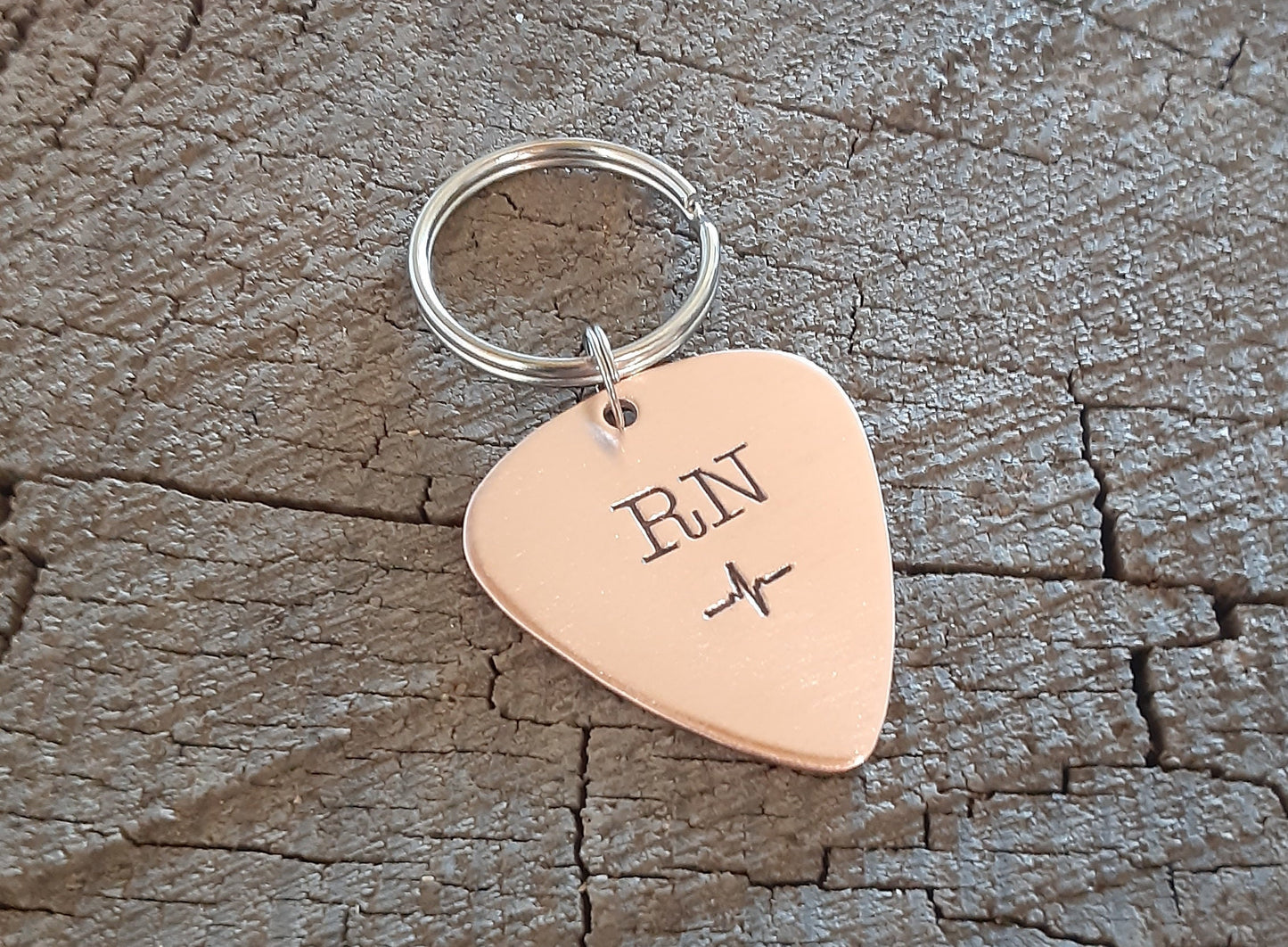 Copper Guitar Pick Keychain for Nurses and Healthcare Workers