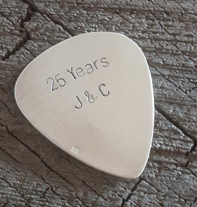 Sterling silver guitar pick with custom initials