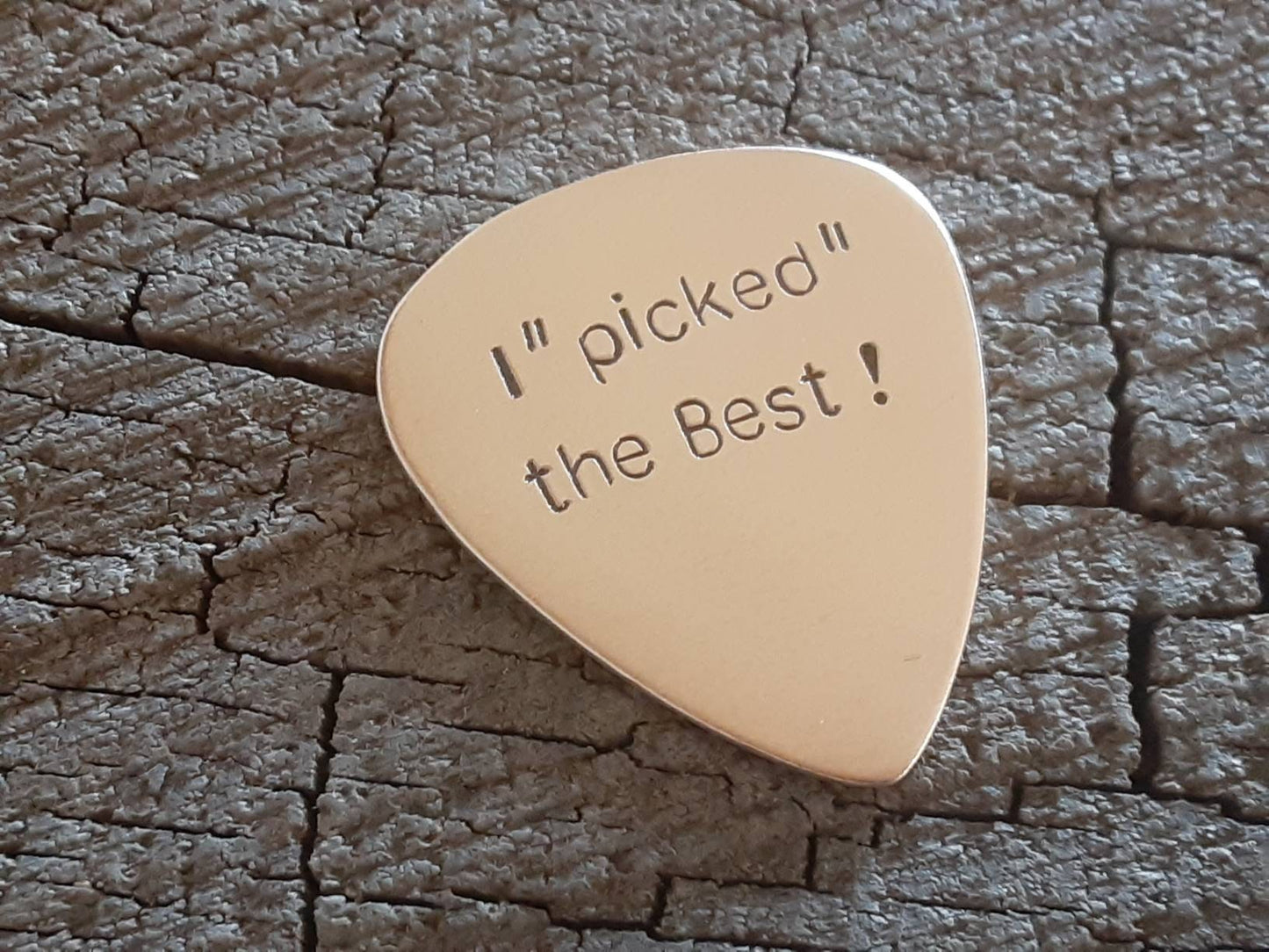 Bronze guitar pick for anniversaries and valentines day