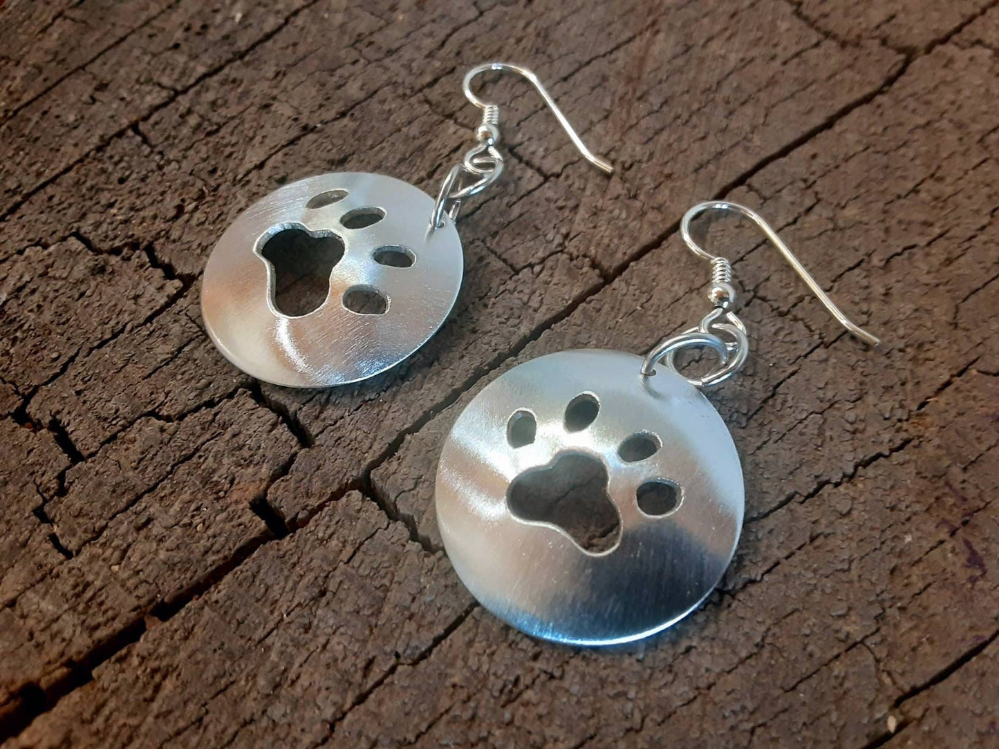 Sterling silver paw dangle earrings