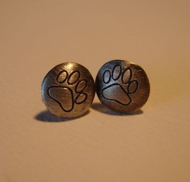 Paw Design Sterling Silver Stud Earrings