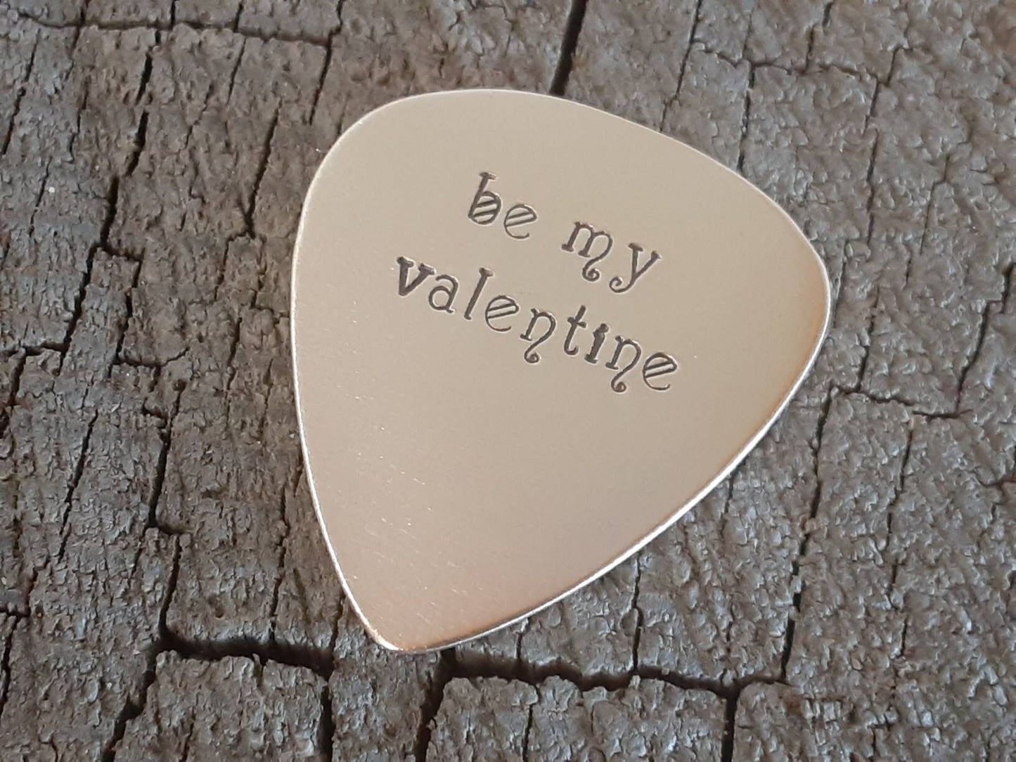Be my Valentine bronze guitar pick for valentines day