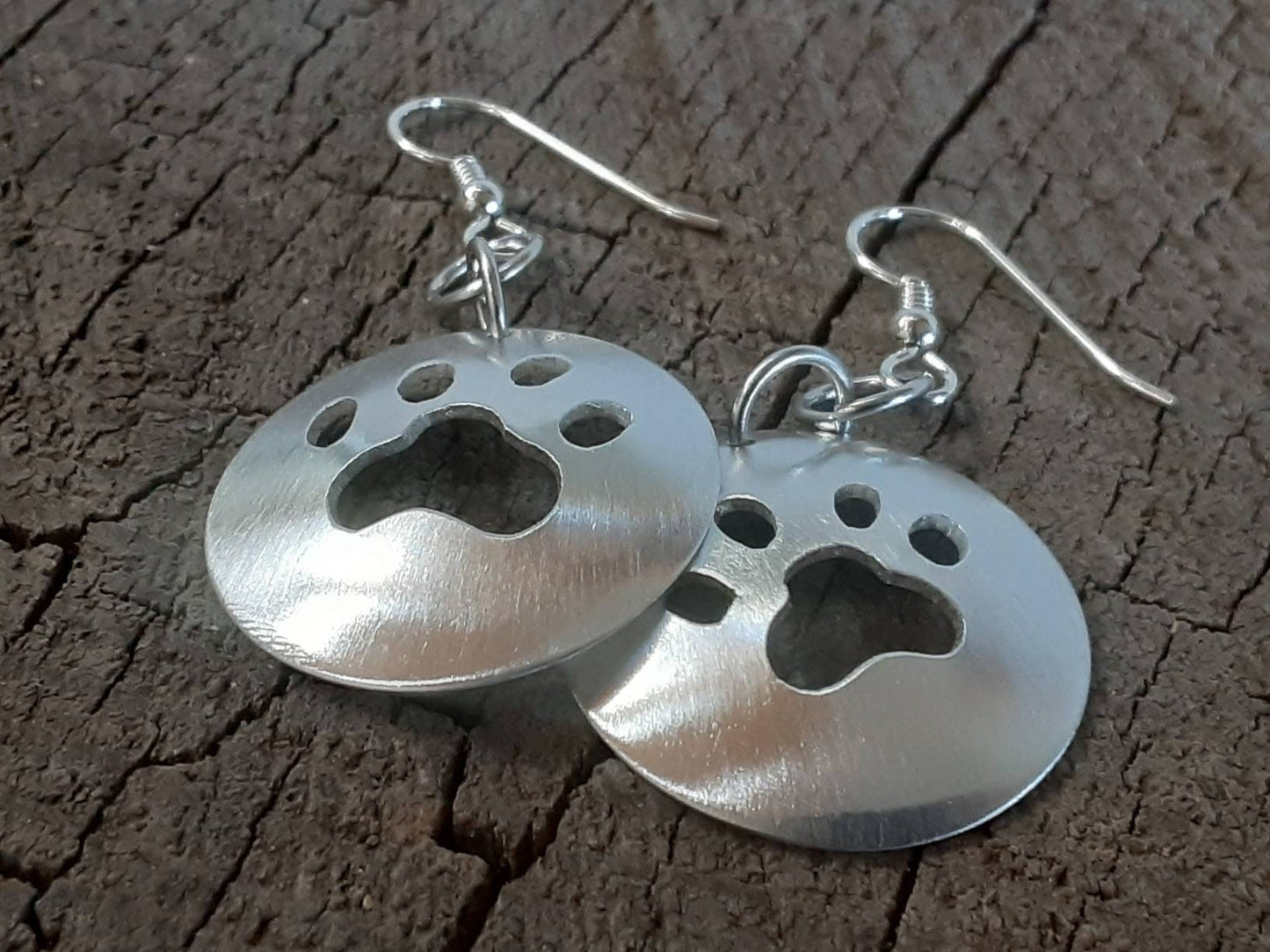 Sterling silver paw dangle earrings