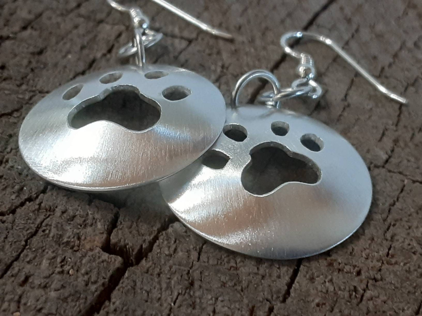 Sterling silver paw dangle earrings