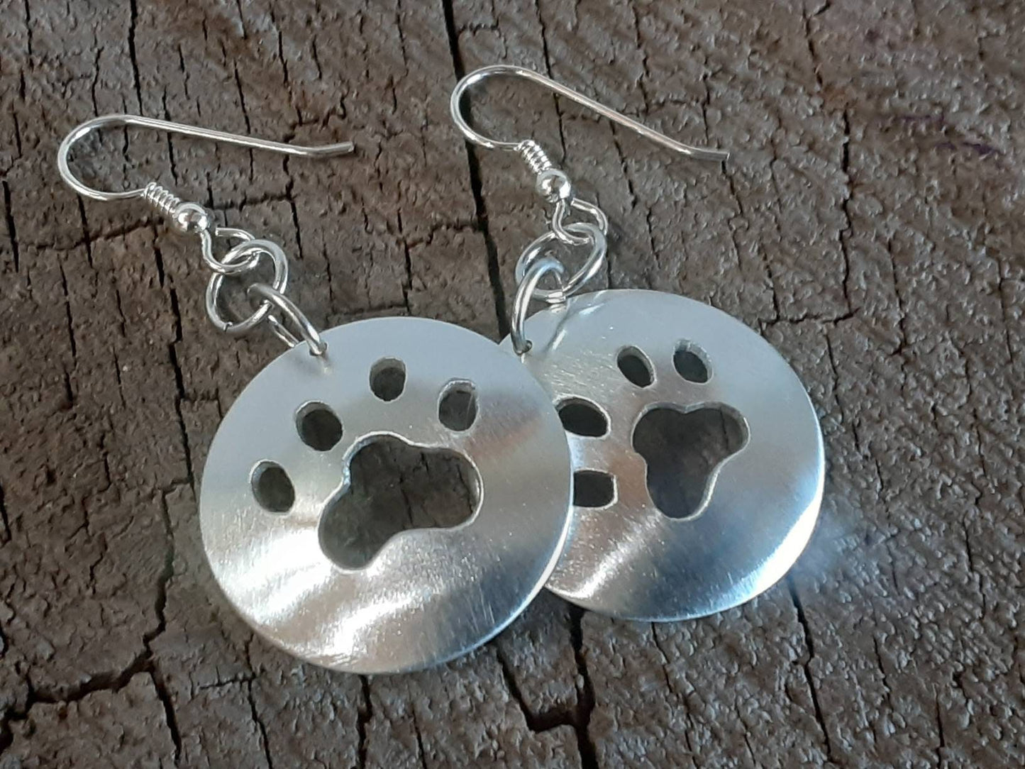 Sterling silver paw dangle earrings