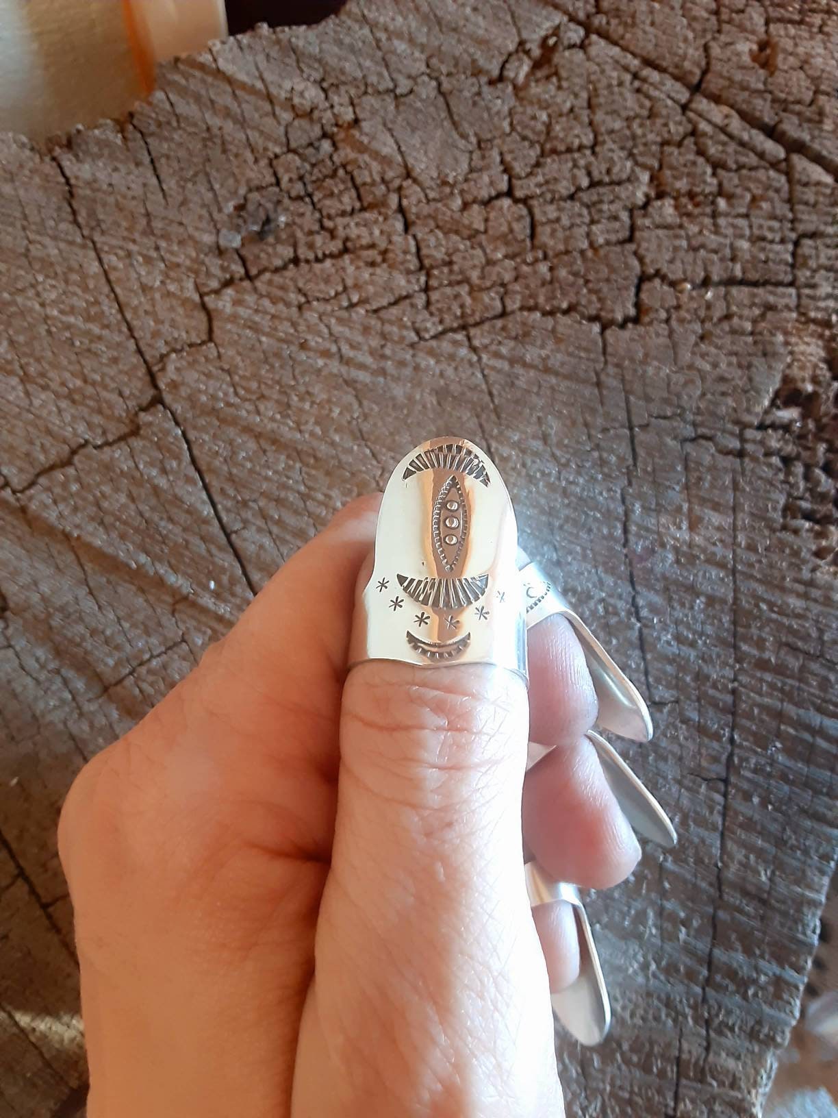 Fingernail rings in Sterling Silver