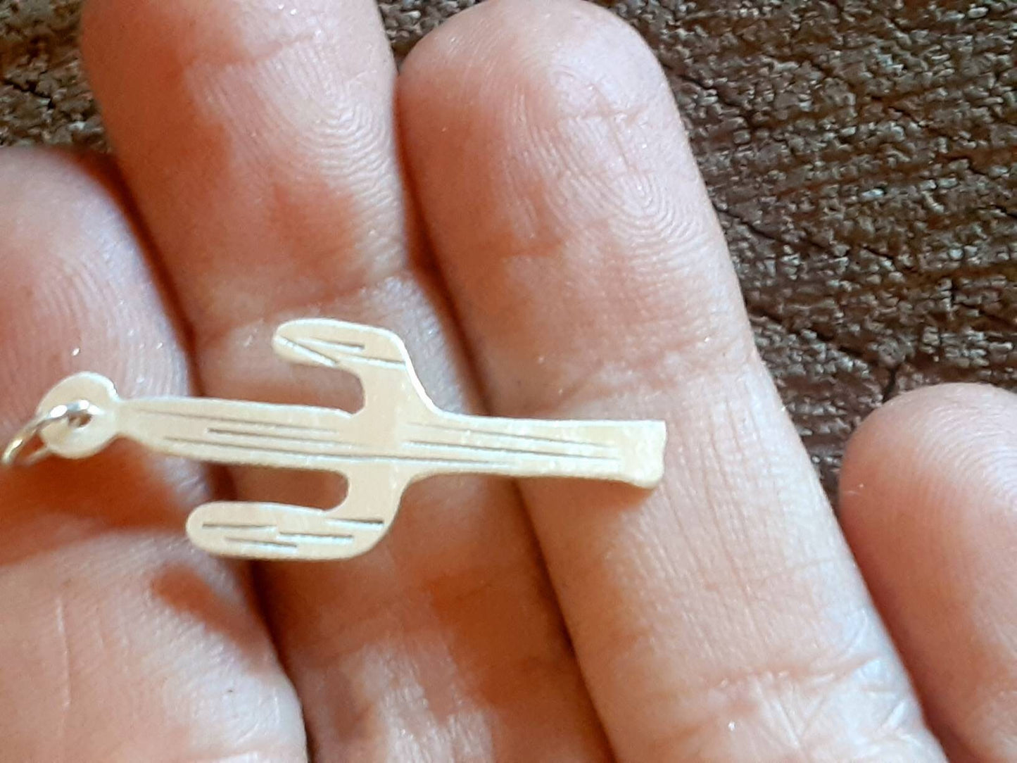 Small Saguaro cactus charm in sterling silver