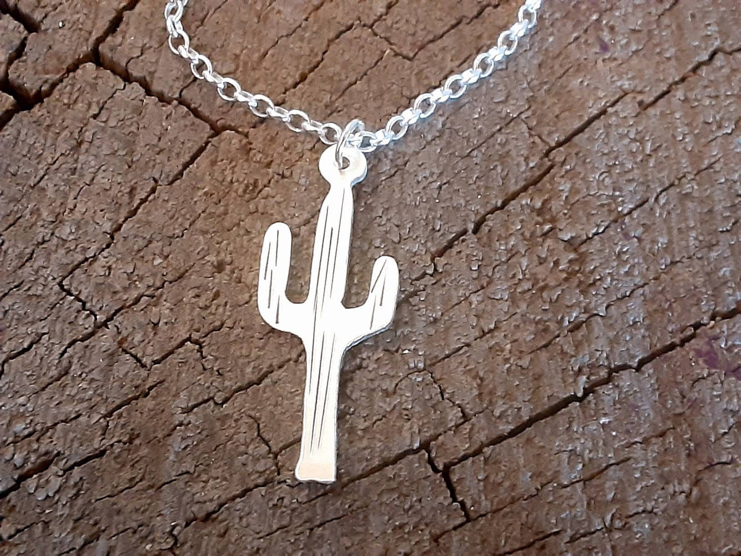 Small Saguaro cactus charm in sterling silver
