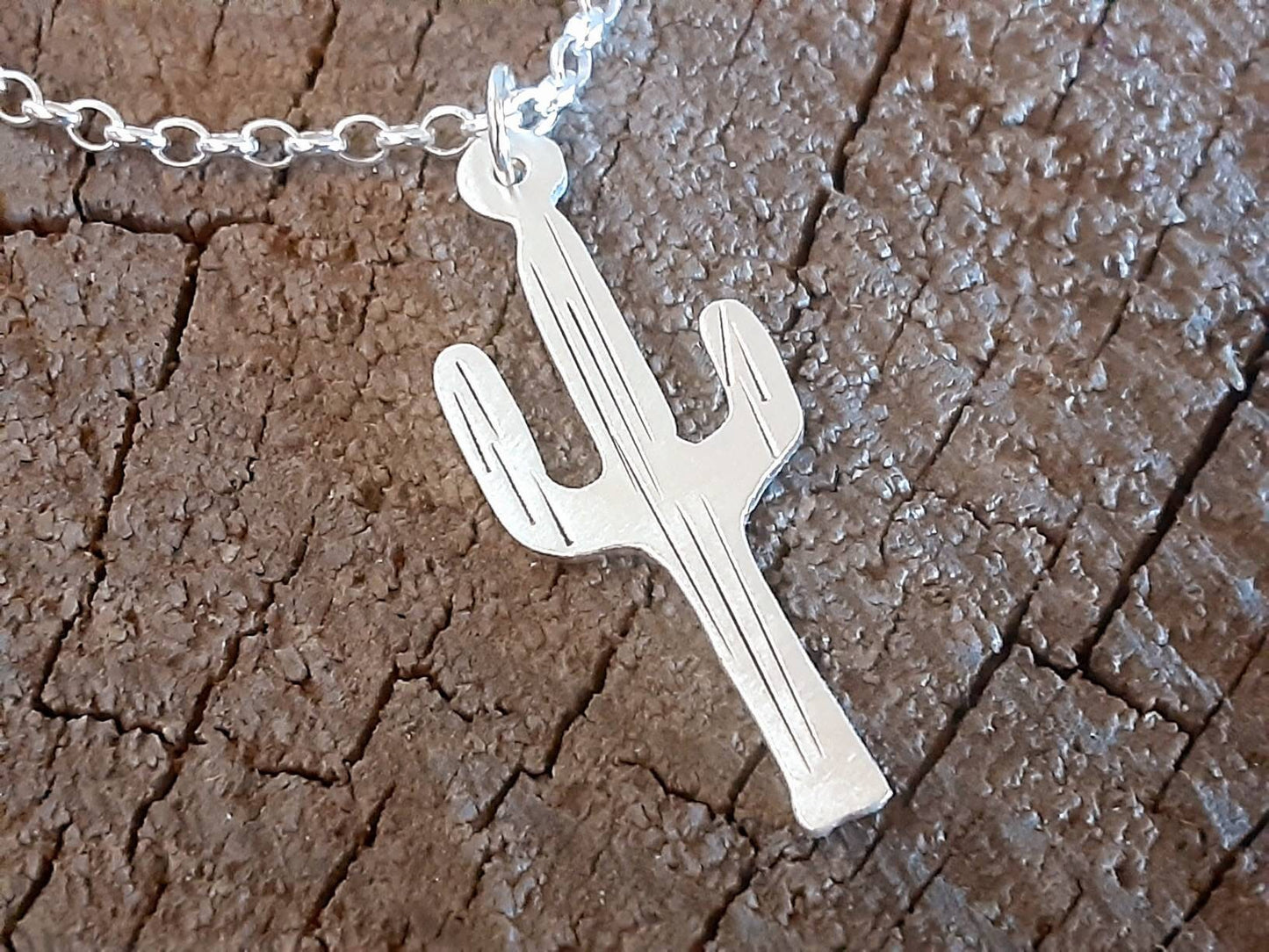 Small Saguaro cactus charm in sterling silver