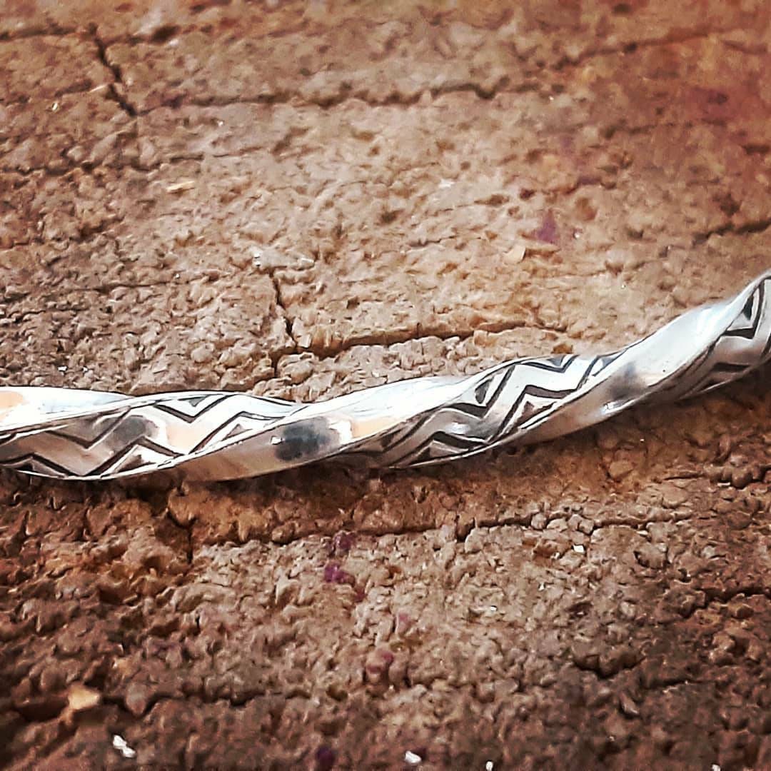 Sterling silver twisted cuff bracelet