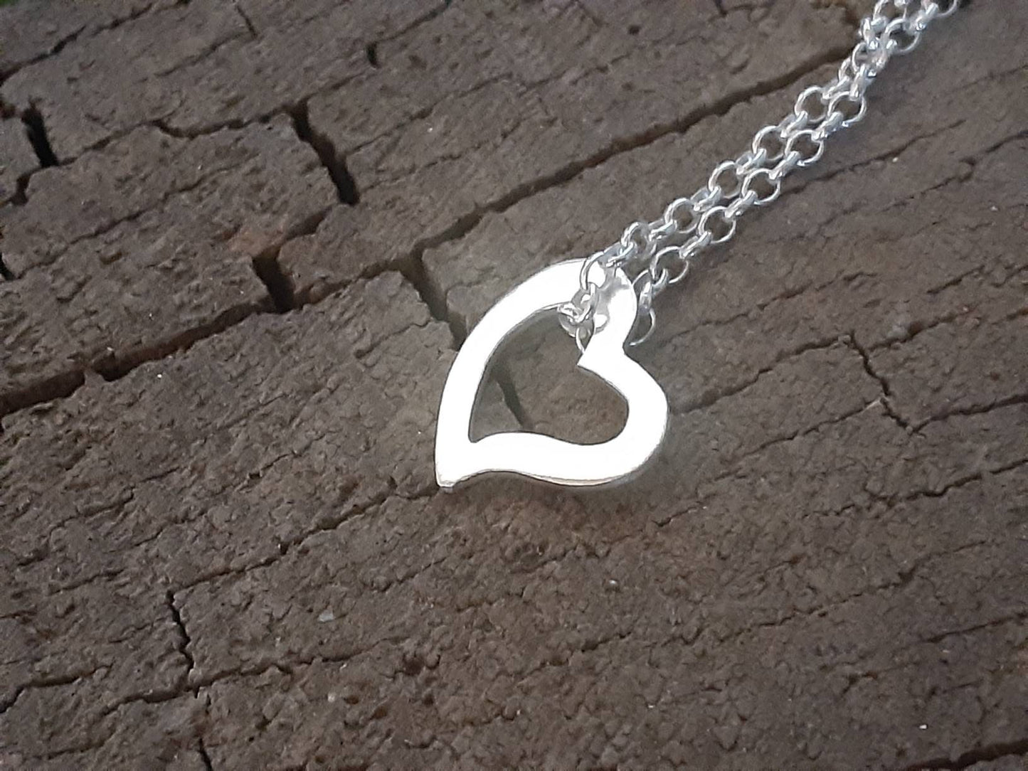 Sterling silver floating heart necklace