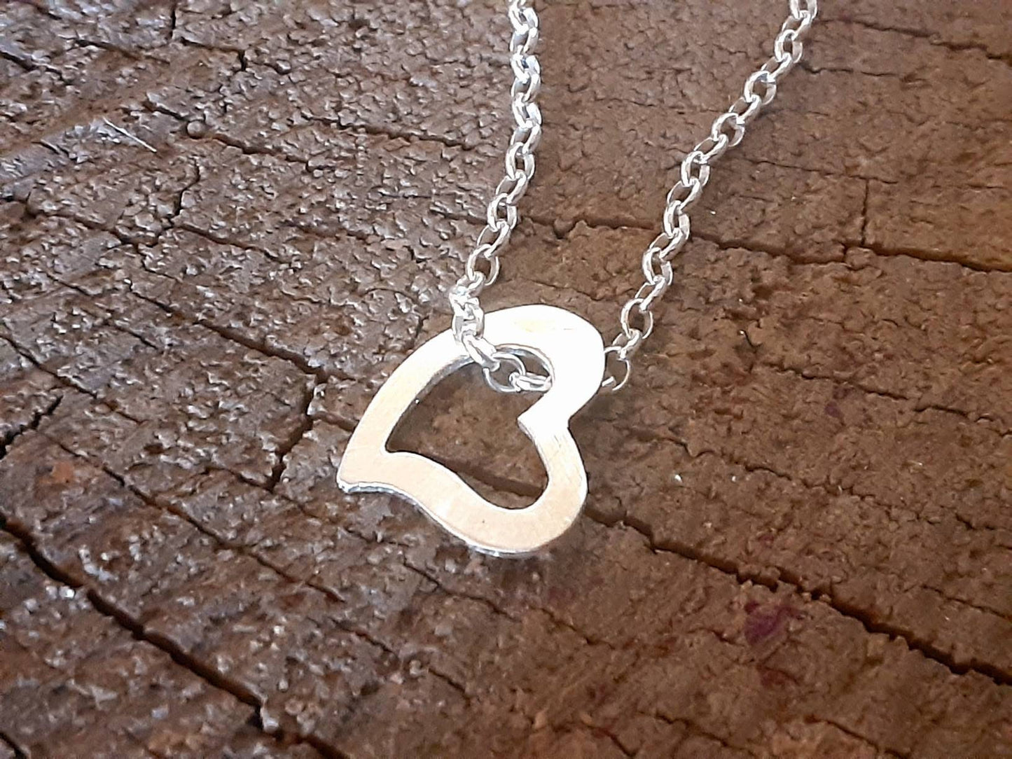 Sterling silver floating heart necklace