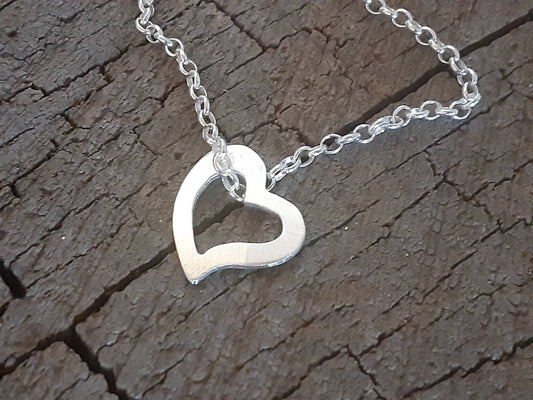 dainty sterling silver floating heart necklace - silver anniversary or 25th anniversary gift