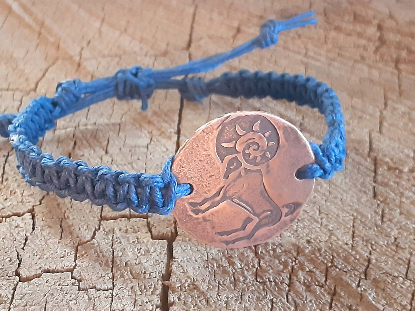 Aries zodiac sign woven hemp bracelet