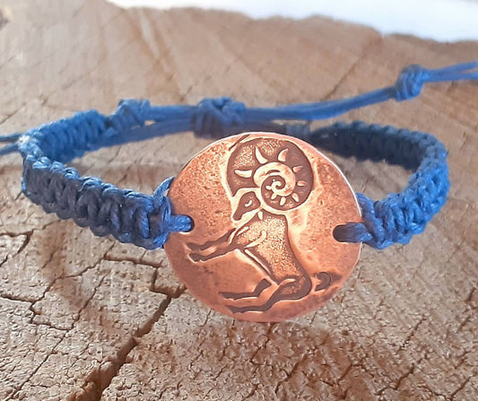 Aries zodiac sign woven hemp bracelet
