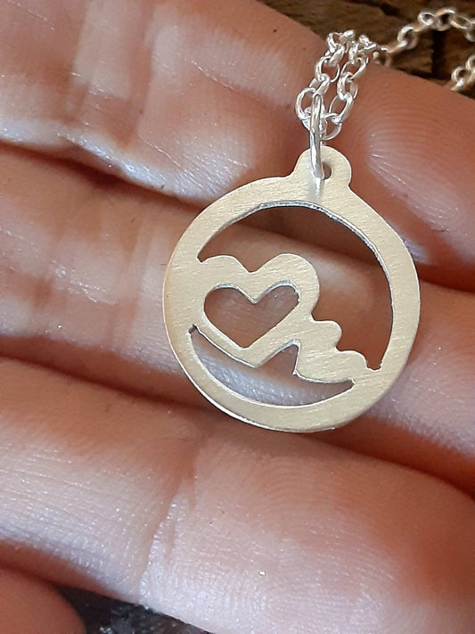 dainty sterling silver heart charm necklace - handmade - silver anniversary gift - valentines day - 25th anniversary or gift for mom