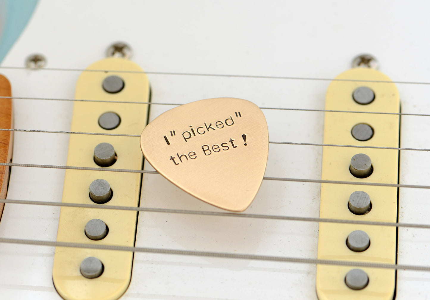 "I picked the best" guitar pick in bronze