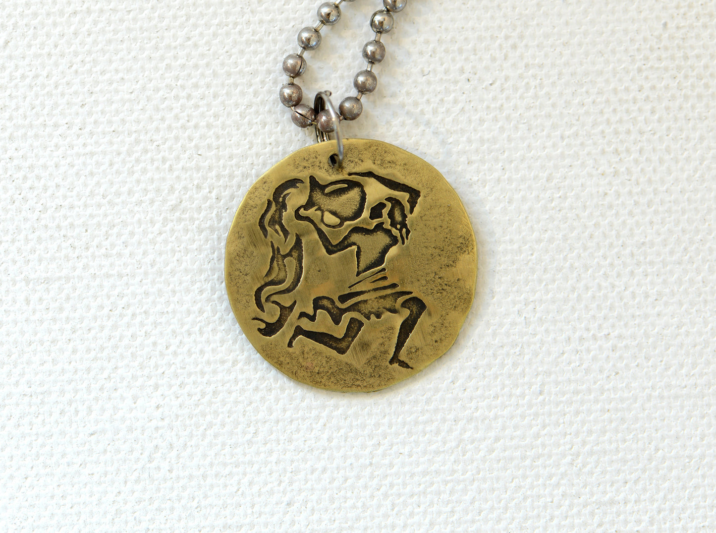 Aquarius Necklace on Brass Disc – Personalized Zodiac and Astrology Charm Series