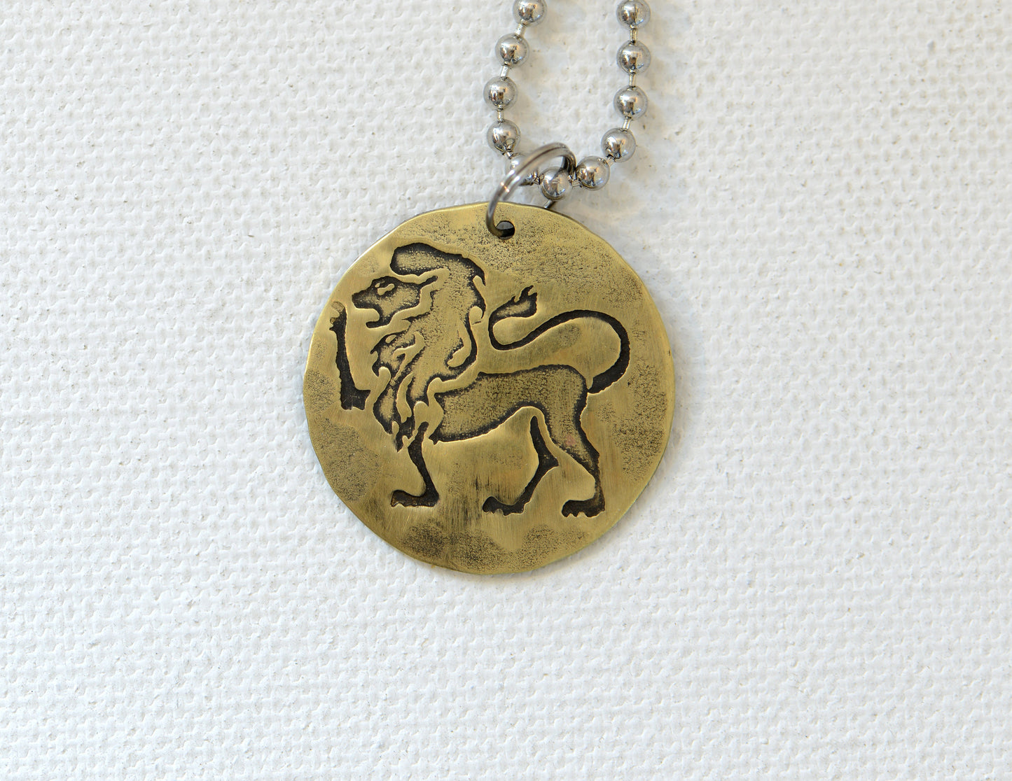Leo Zodiac Necklace on Brass Disc