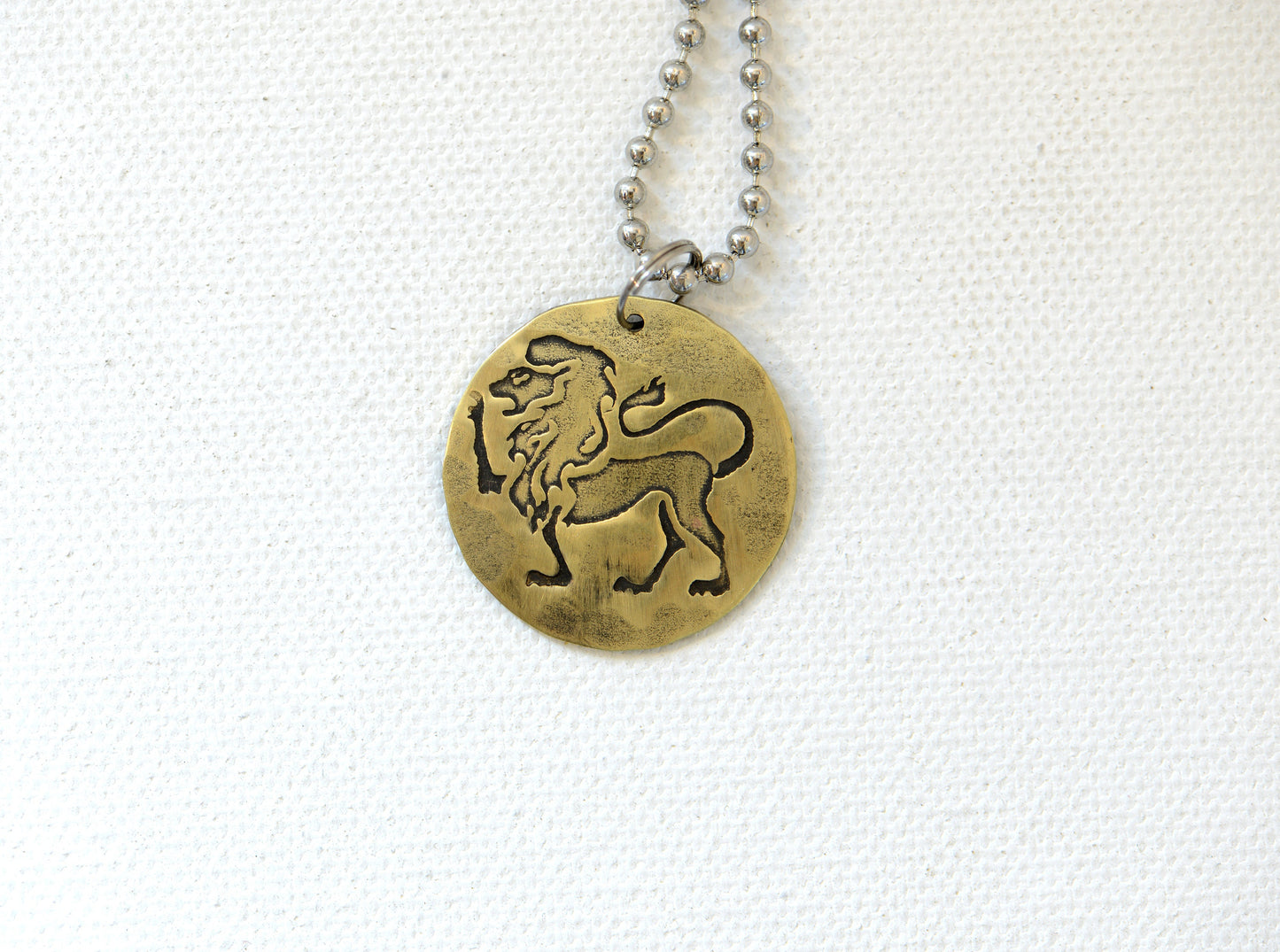 Leo Zodiac Necklace on Brass Disc