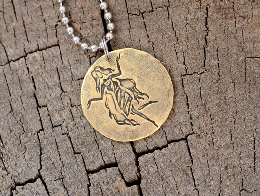 Virgo Zodiac Brass Disc Necklace
