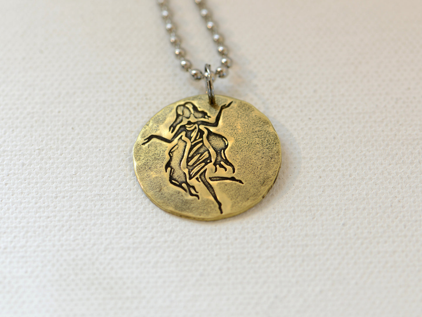 Virgo Zodiac Brass Disc Necklace